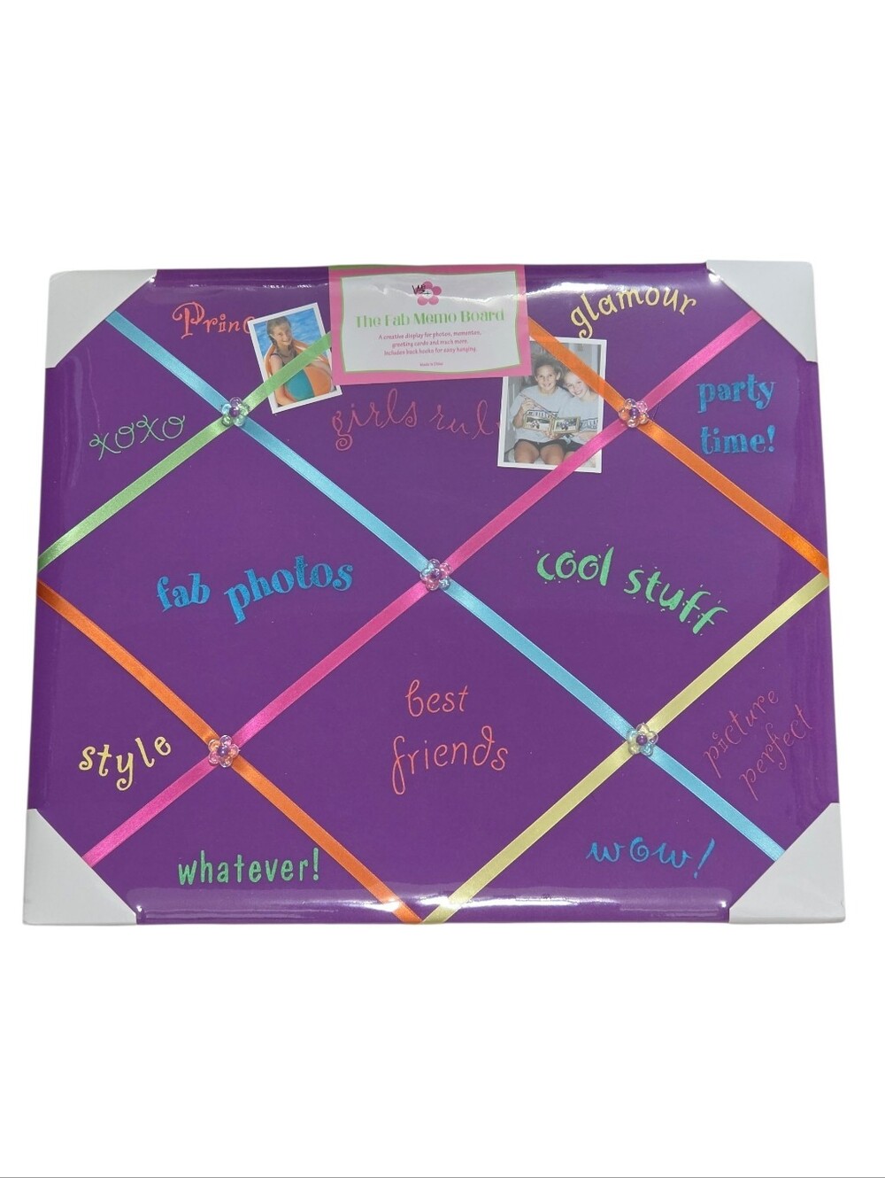 Vintage Y2K Purple French Style Fabric Memo Board 18x21 New In Package